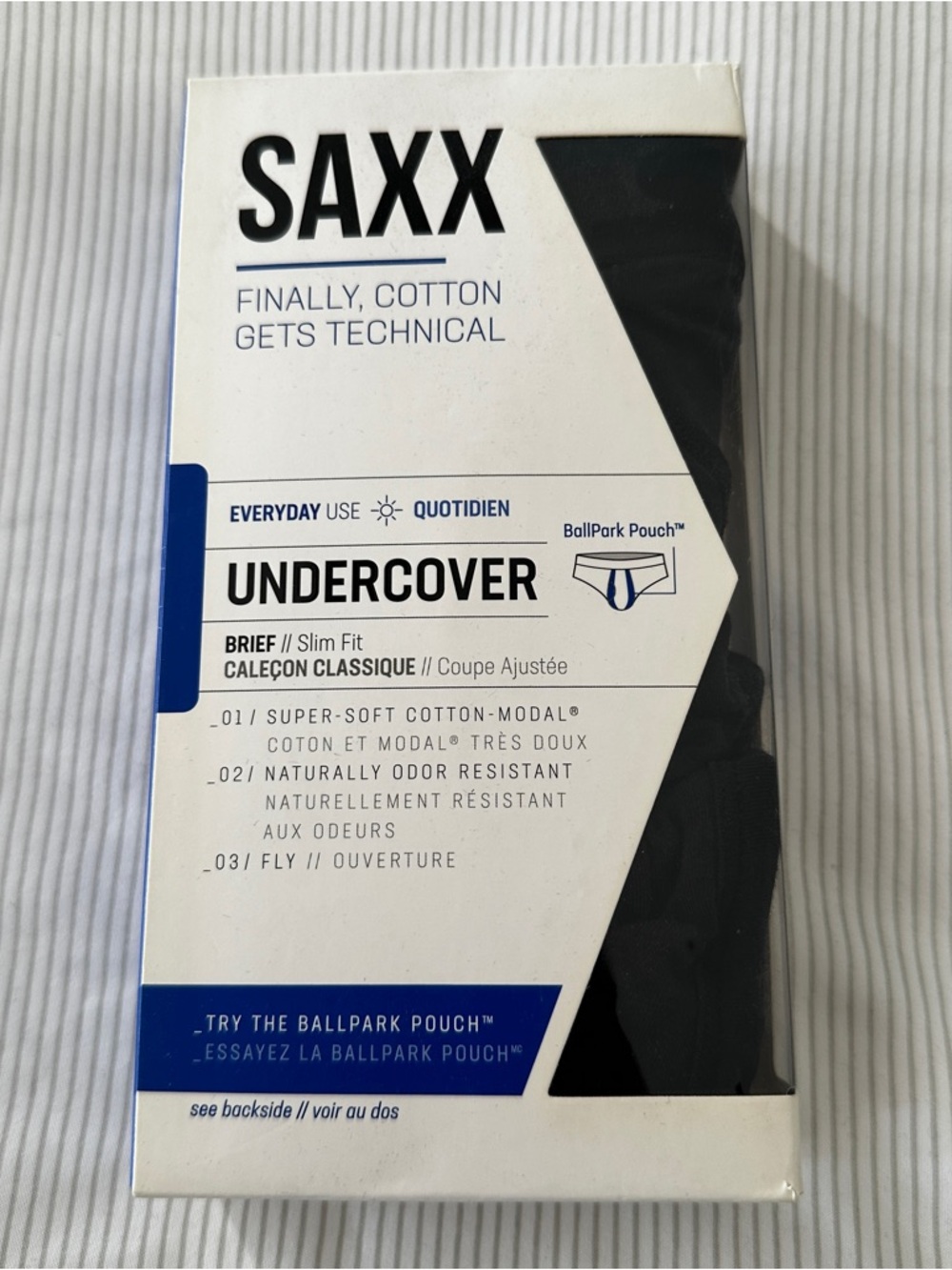 SAXX MEN'S BRAND NEW UNDERCOVER SLIM FIT BLACK MEDIUM BRIEF